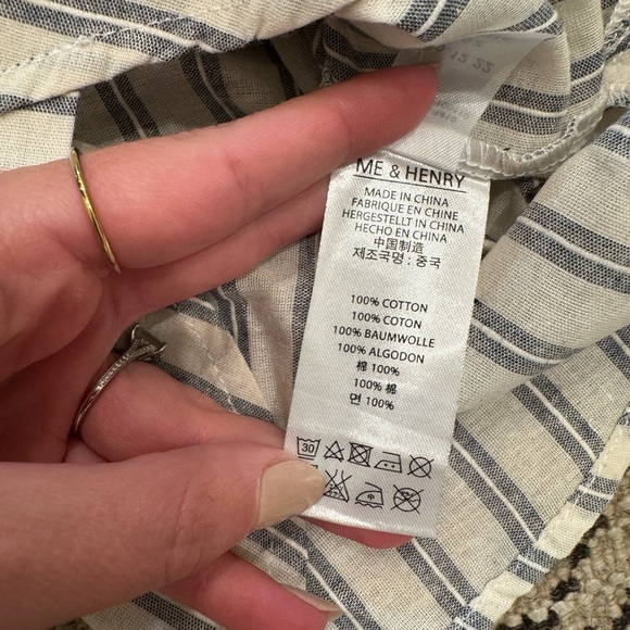 NWT Me & Henry Merchant Long Sleeve Button Down Shirt 100% Cotton Stripe - Picture 6 of 6